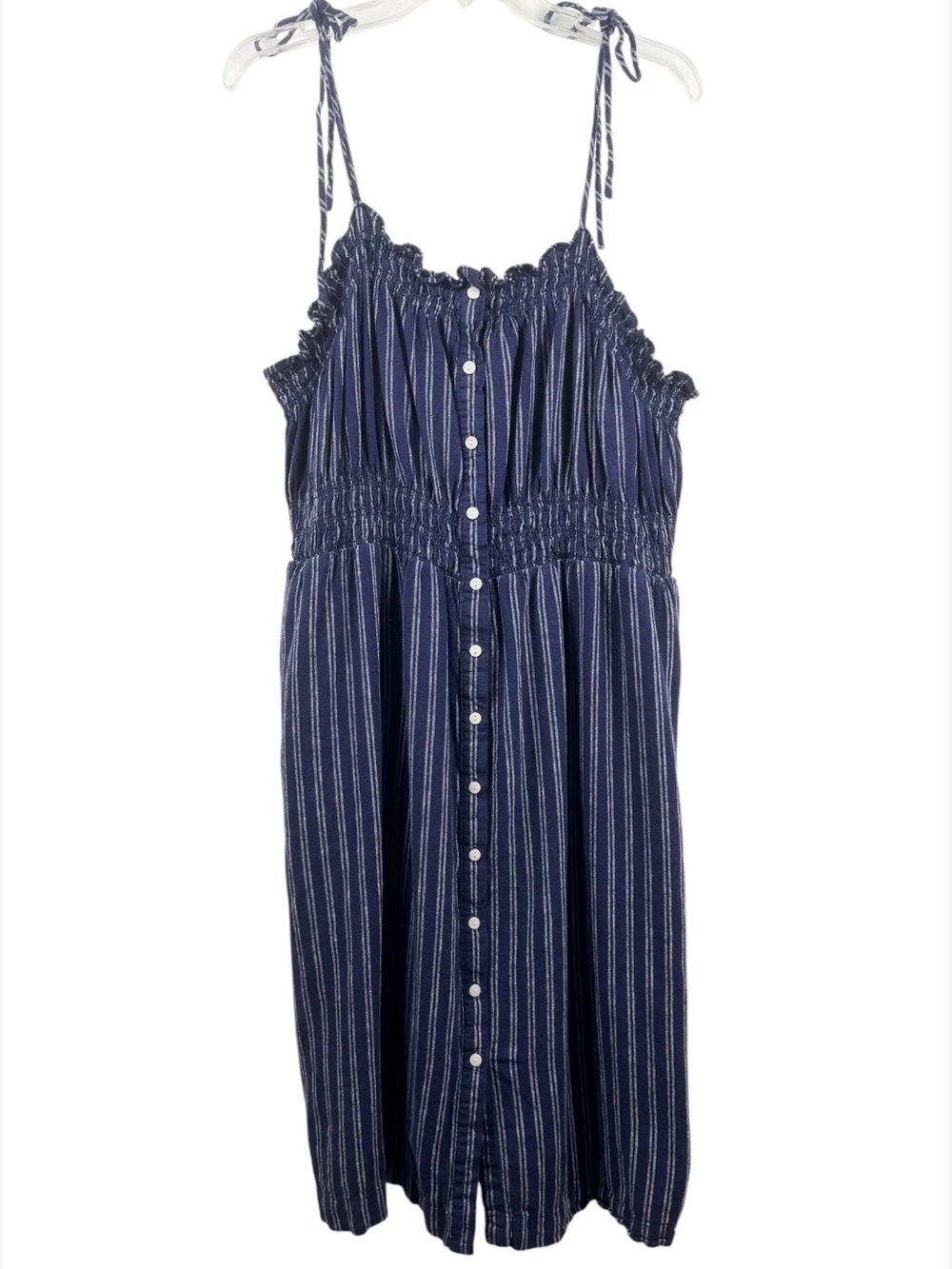 Universal Thread Tie Shoulder Midi Navy & White Striped Sundress 2X